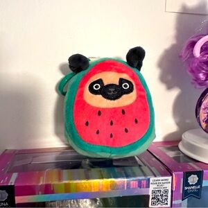 Squishmallows Clip Pug Watermelon Prince Fruit Costume Melon Dog Puppy Keychain